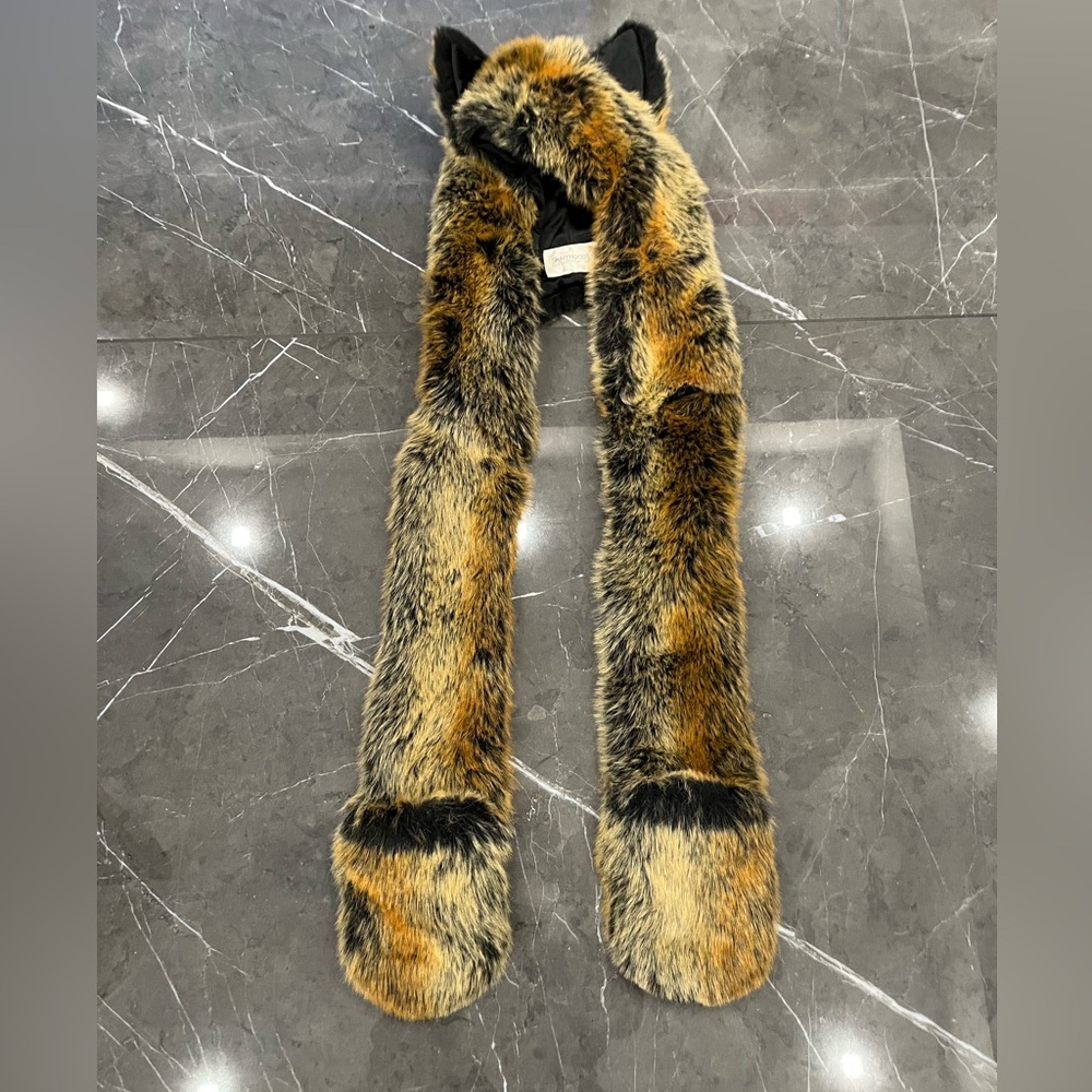 SpiritHoods Faux Fur Fox Scarf in Brown and Black